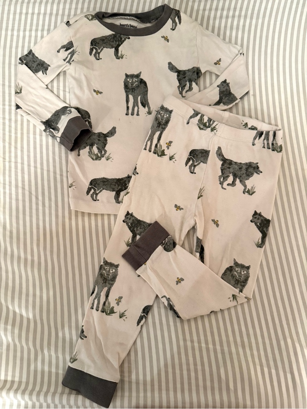 Burt's Bees Toddler Boy Wolf Print Pajama Set 100% Organic Cotton 2T